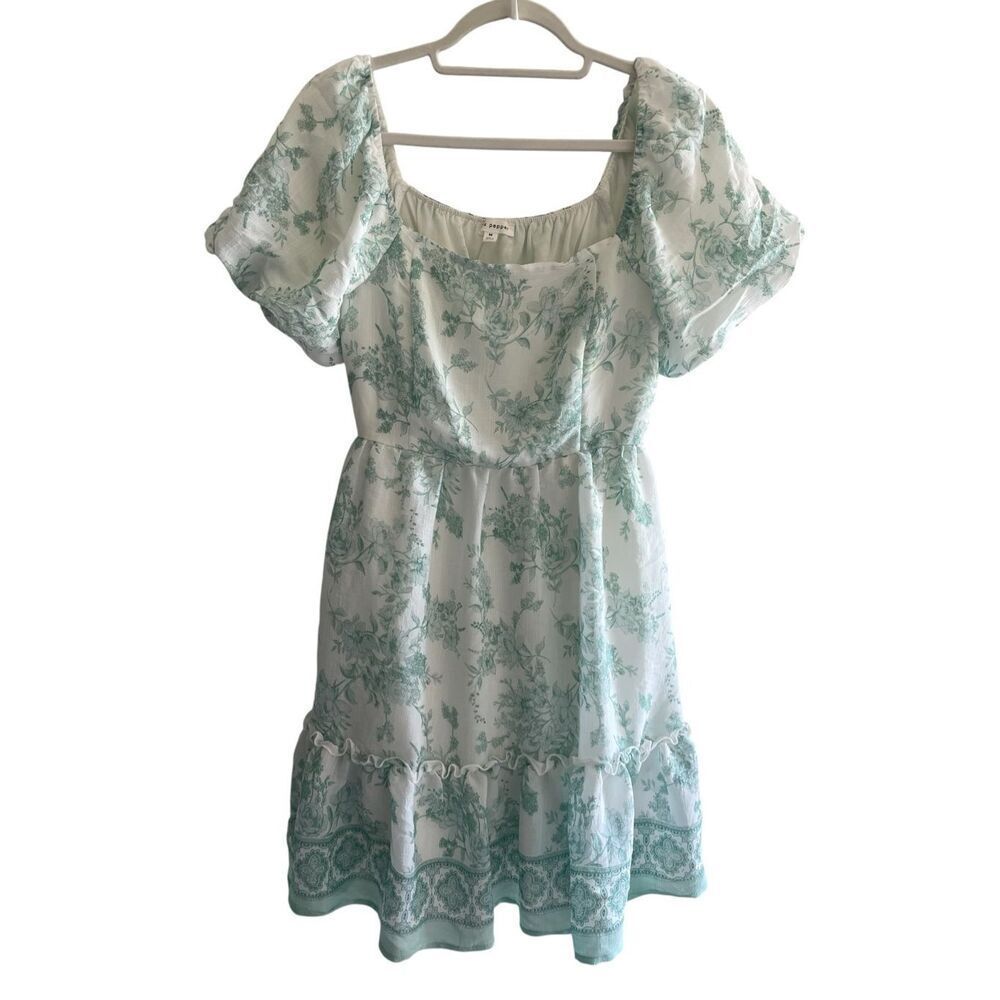Blu Pepper Green Floral Vintage Chic Style Dress Women’s Size Medium Summer